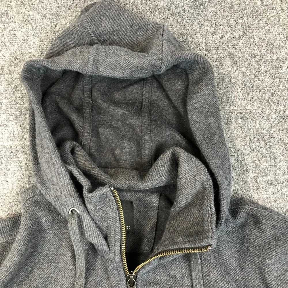 Banana Republic Mens XL Gray Full Zip Hoodie Double Collar‎ Textured Knit Jacket
